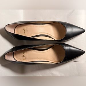 Marc Fisher LTD Zala Block Heel Pointy Toe Pump in black leather